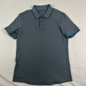 Lululemon mens Tech Pique Polo Shirt Large Gray Short Sleeve Performance